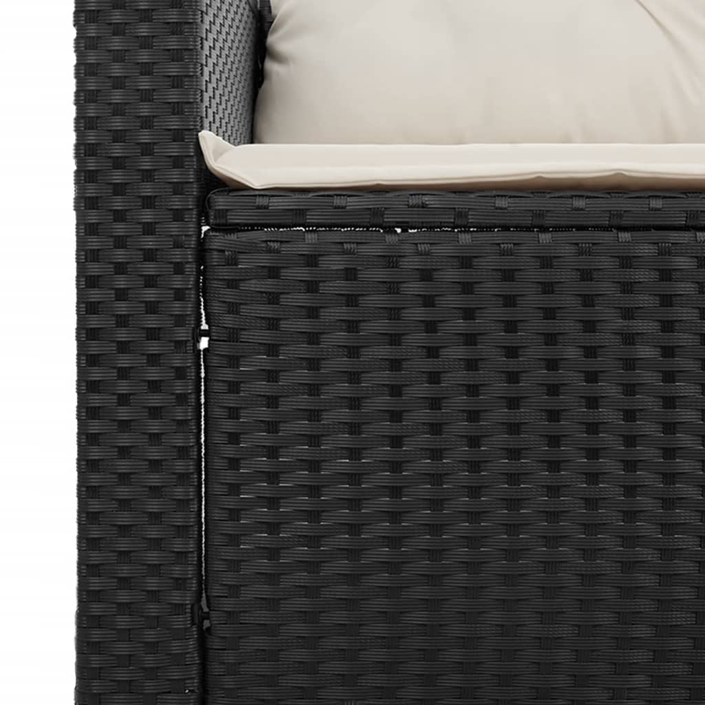 Set Divani da Giardino 5 pz con Cuscini Nero Polyrattan Acacia - homemem39