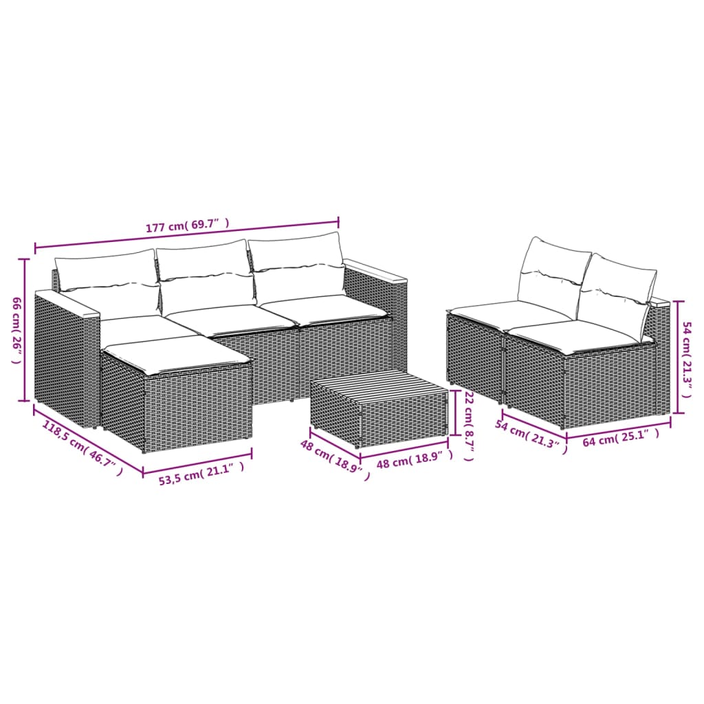 Set Divani da Giardino 5 pz con Cuscini Nero Polyrattan Acacia | homemem39