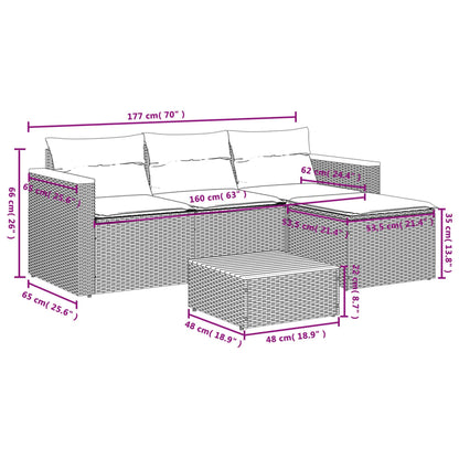 Set Divani da Giardino 5 pz con Cuscini Nero Polyrattan Acacia | homemem39