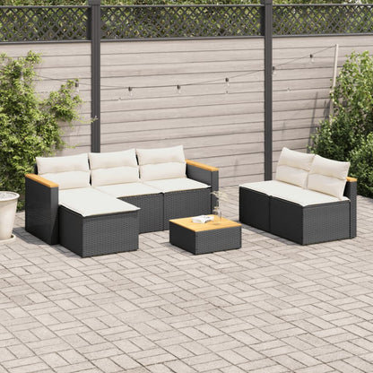 Set Divani da Giardino 5 pz con Cuscini Nero Polyrattan Acacia - homemem39