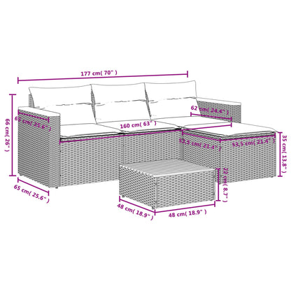 Set Divano Giardino 5 pz con Cuscini Grigio Polyrattan Acacia - homemem39