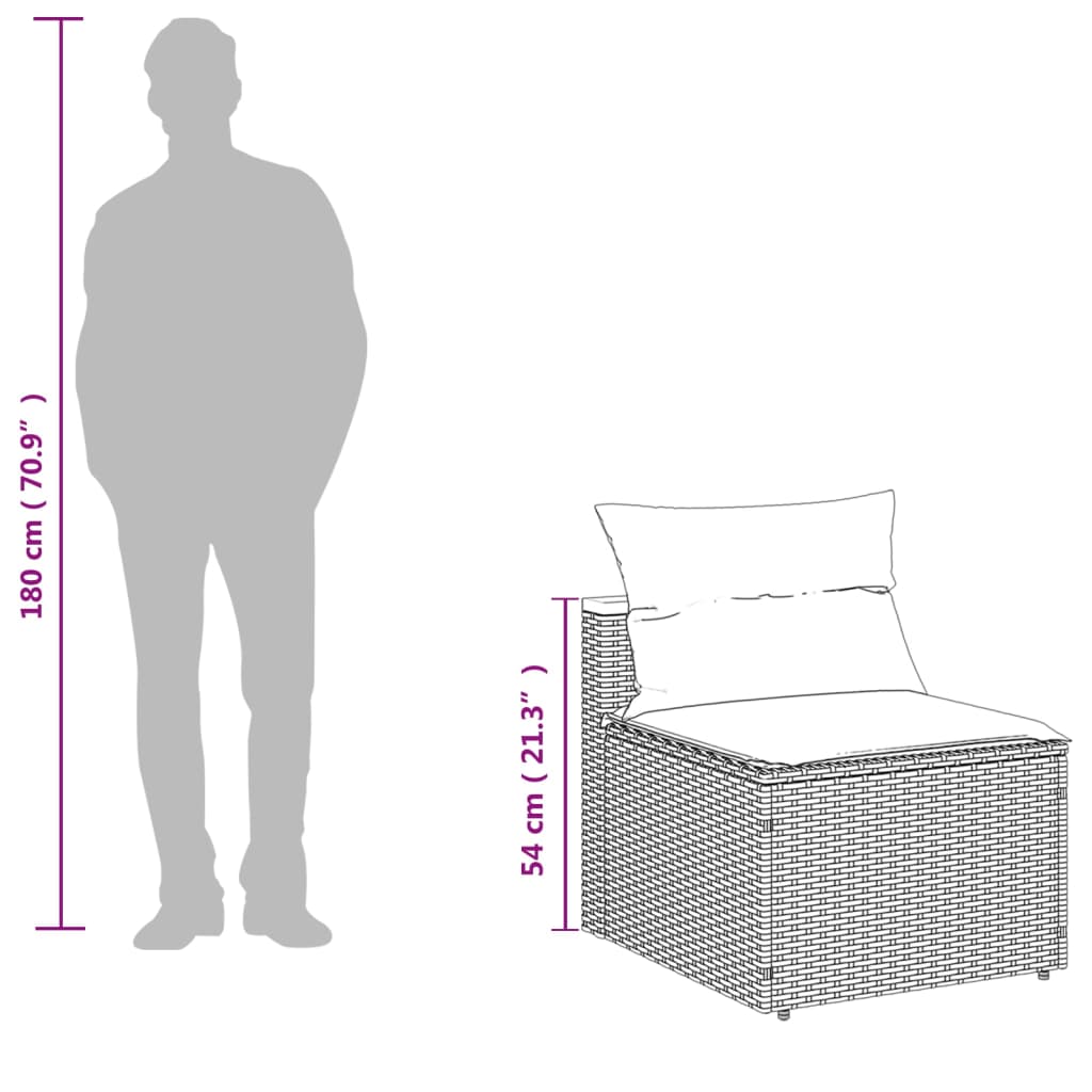 Set Divano Giardino 5 pz con Cuscini Grigio Polyrattan Acacia - homemem39