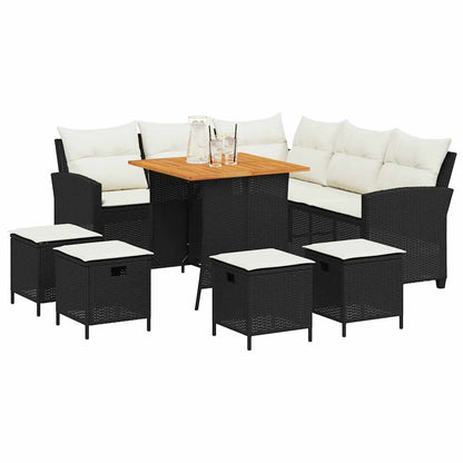 Set Divani da Giardino 6 pz con Cuscini Forma L Polyrattan Nero - homemem39