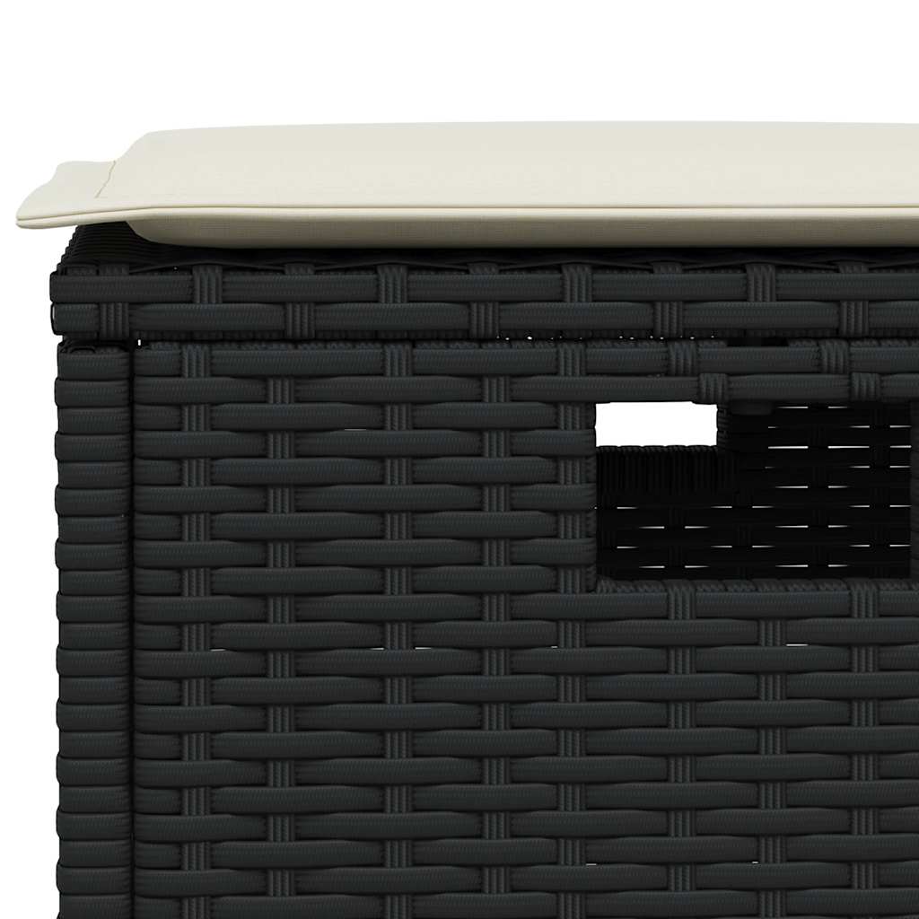 Set Divani da Giardino 6 pz con Cuscini Forma L Polyrattan Nero