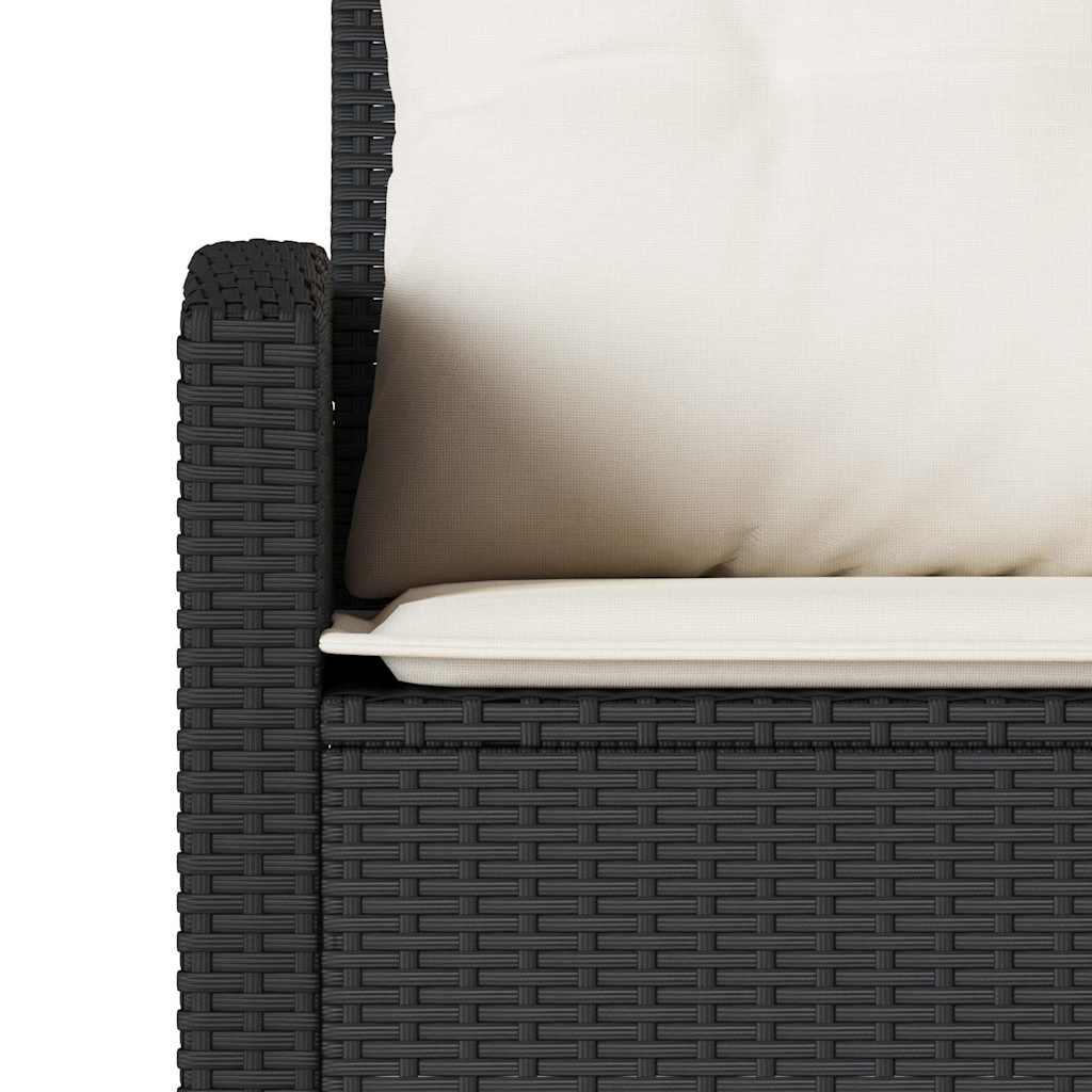 Set Divani da Giardino 6 pz con Cuscini Forma L Polyrattan Nero