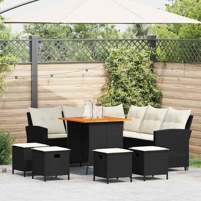 Set Divani da Giardino 6 pz con Cuscini Forma L Polyrattan Nero - homemem39