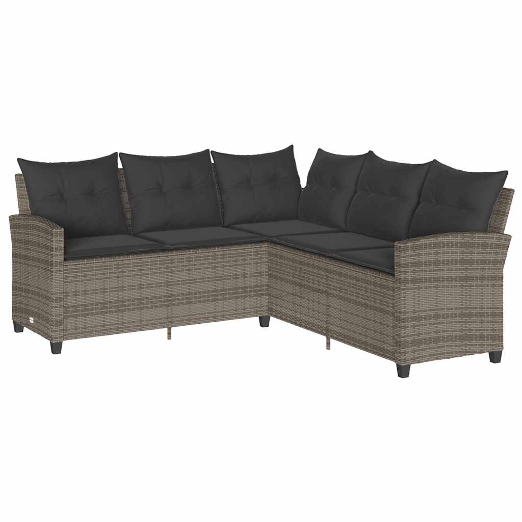 Set Divani da Giardino 6 pz con Cuscini a Forma di L Polyrattan