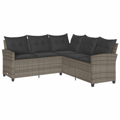Set Divani da Giardino 6 pz con Cuscini a Forma di L Polyrattan