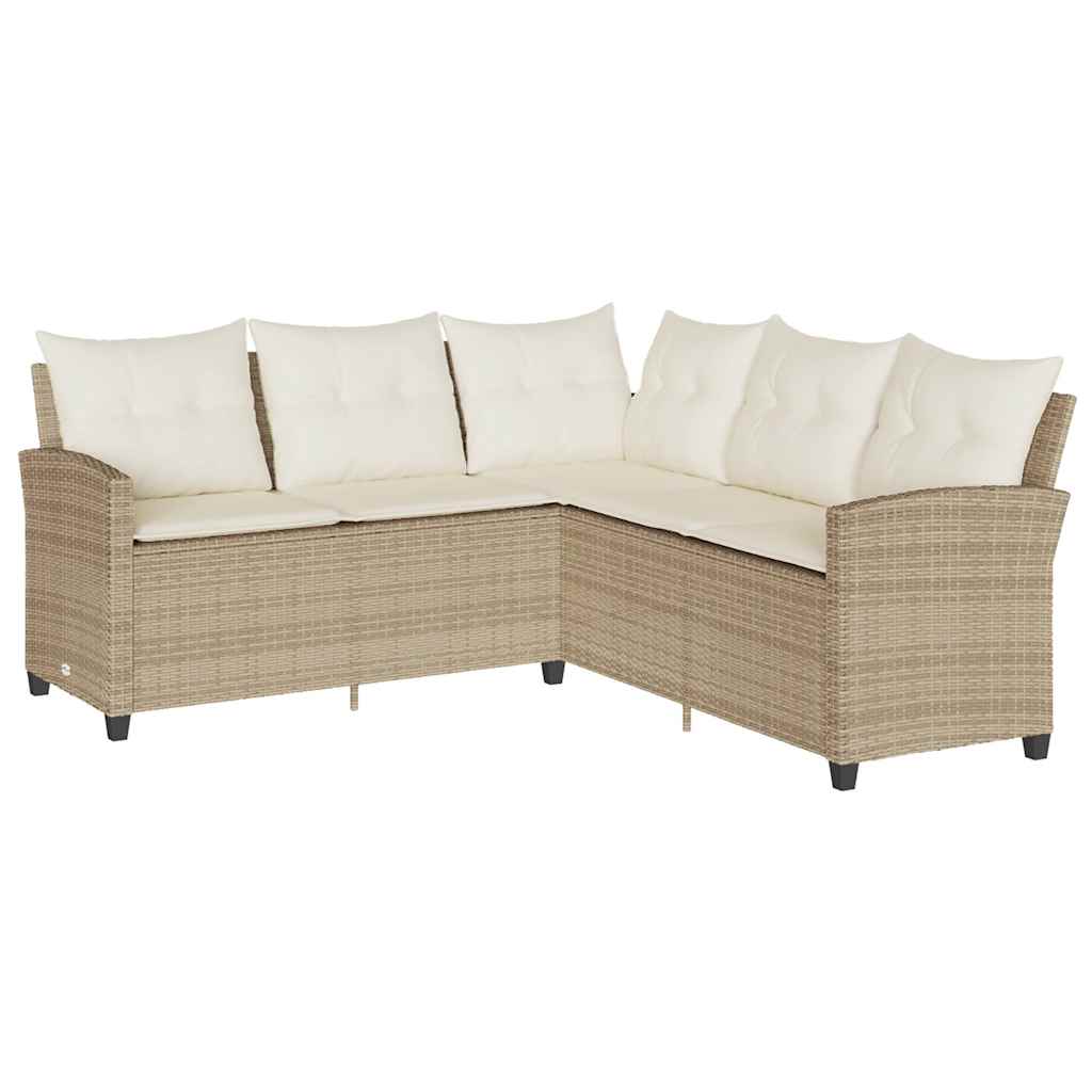 Set Divano da Giardino 6 pz con Cuscini a L Beige in Polyrattan - homemem39
