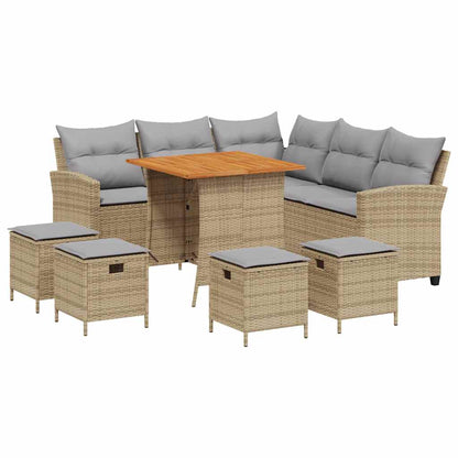 Set Divano da Giardino 6 pz con Cuscini a L Beige in Polyrattan