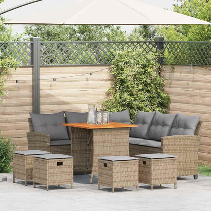 Set Divano da Giardino 6 pz con Cuscini a L Beige in Polyrattan - homemem39