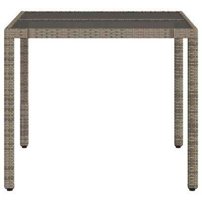 Tavolo da Giardino Piano in Vetro Grigio 90x90x75 cm Polyrattan