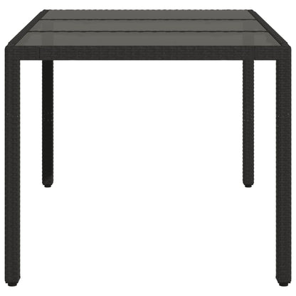 Garden Table Black Glass Top 150x90x75 cm Polyrattan