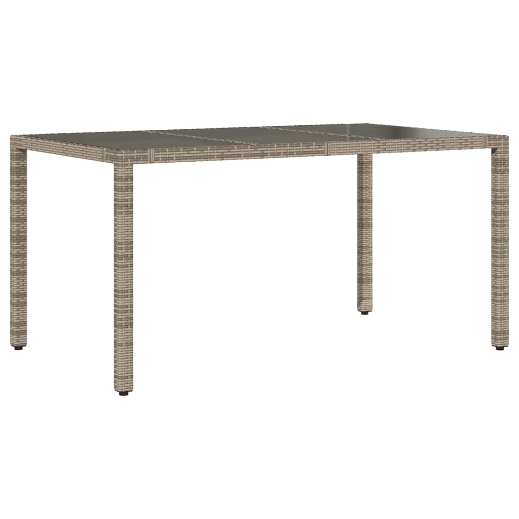 Garden Table Gray Glass Top 150x90x75cm Polyrattan