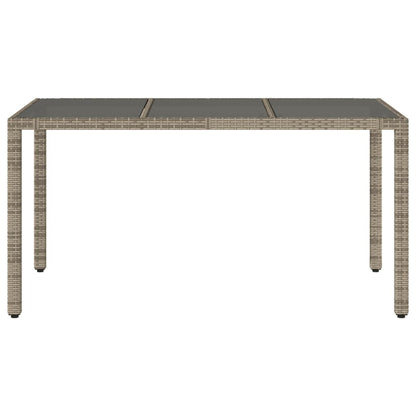 Garden Table Gray Glass Top 150x90x75cm Polyrattan