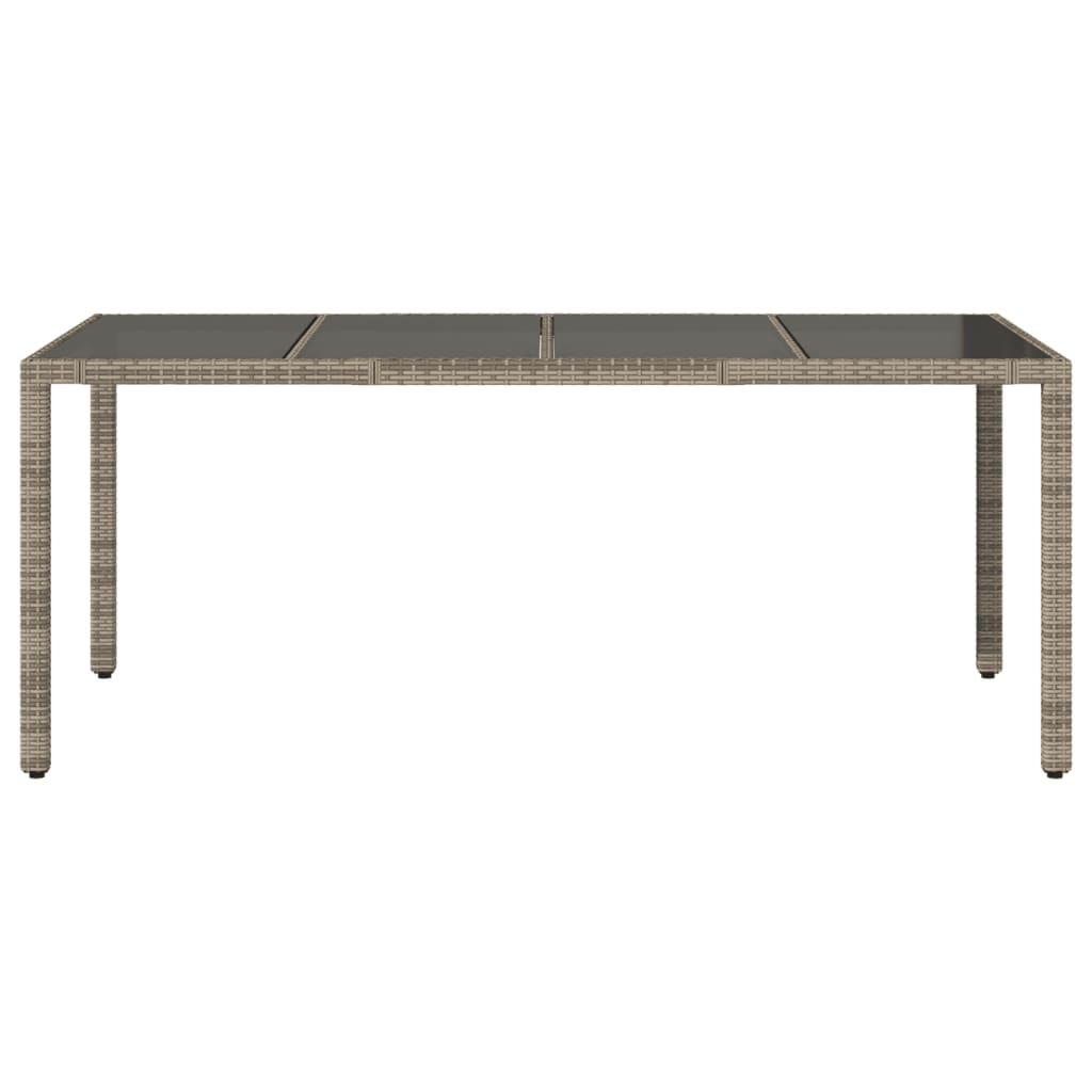 Tavolo da Giardino Piano in Vetro Grigio 190x90x75cm Polyrattan