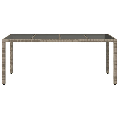 Tavolo da Giardino Piano in Vetro Grigio 190x90x75cm Polyrattan