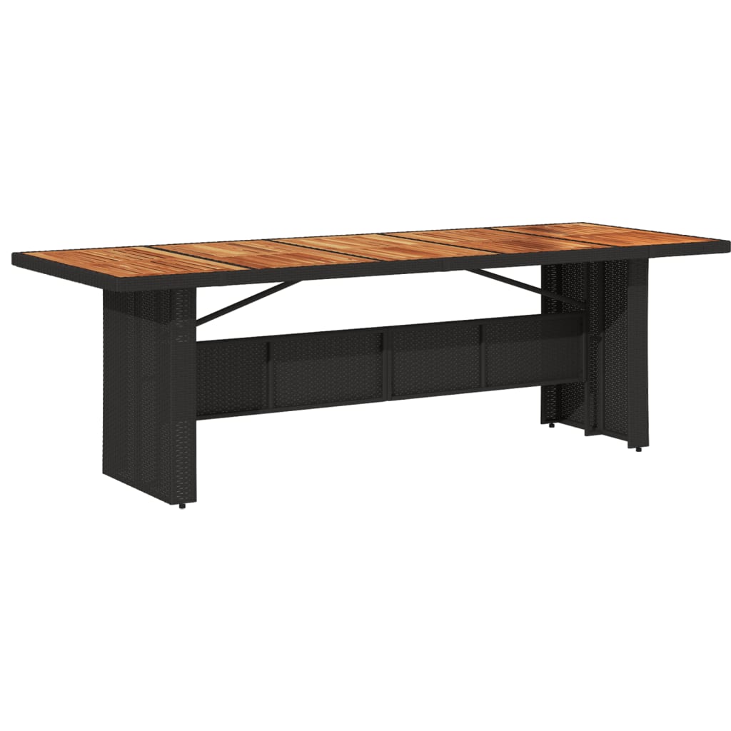 Garden Table Black Acacia Wood Top 240x90x75 cm Polyrattan