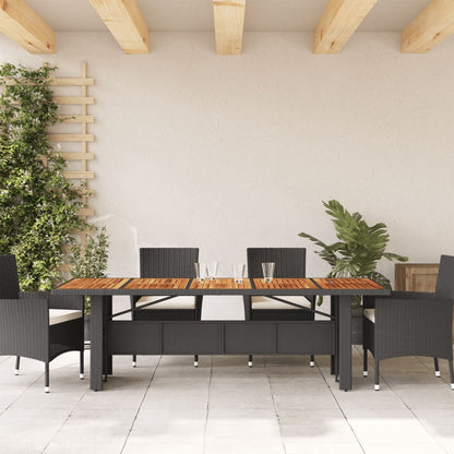 Garden Table Black Acacia Wood Top 240x90x75 cm Polyrattan