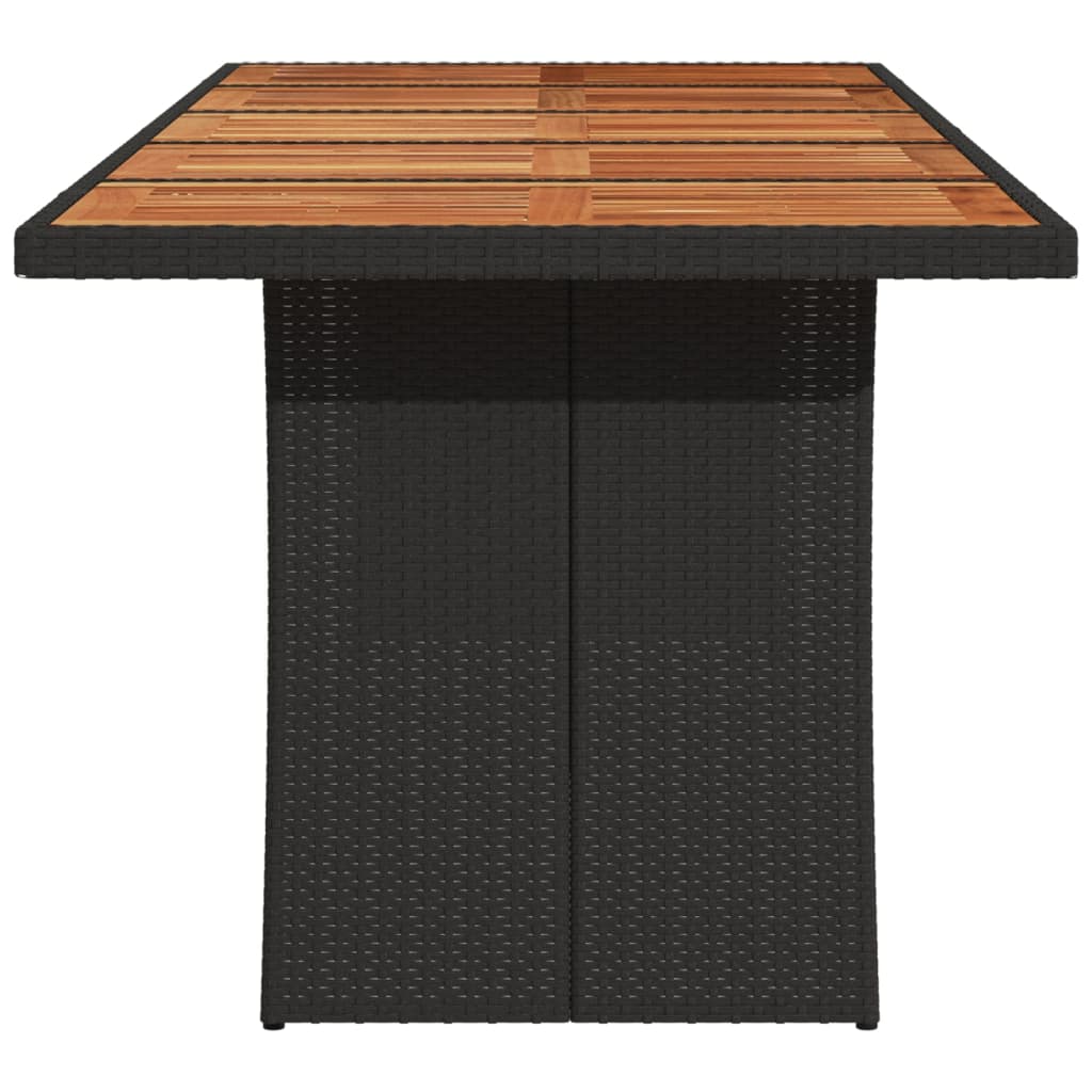 Garden Table Black Acacia Wood Top 240x90x75 cm Polyrattan