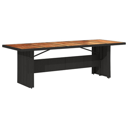 Garden Table Black Acacia Wood Top 240x90x75 cm Polyrattan