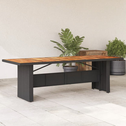 Garden Table Black Acacia Wood Top 240x90x75 cm Polyrattan