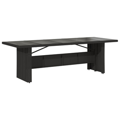 Garden Table Black Glass Top 240x90x75 cm Polyrattan