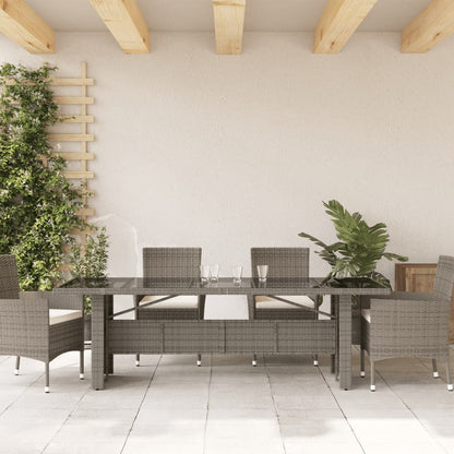 Tavolo da Giardino Piano in Vetro Grigio 240x90x75cm Polyrattan