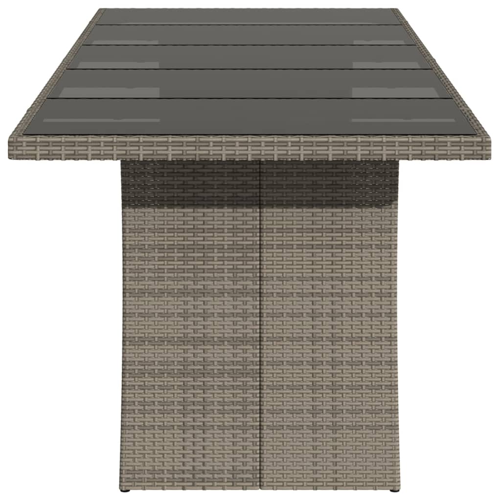 Tavolo da Giardino Piano in Vetro Grigio 240x90x75cm Polyrattan