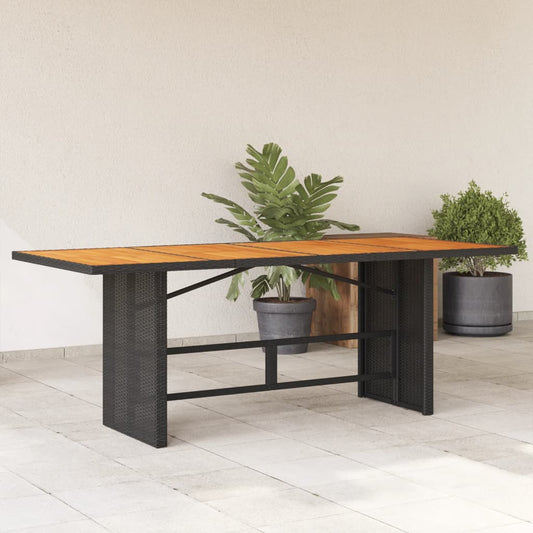 Tavolo Giardino Piano Legno Acacia Nero 190x80x75 cm Polyrattan | homemem39