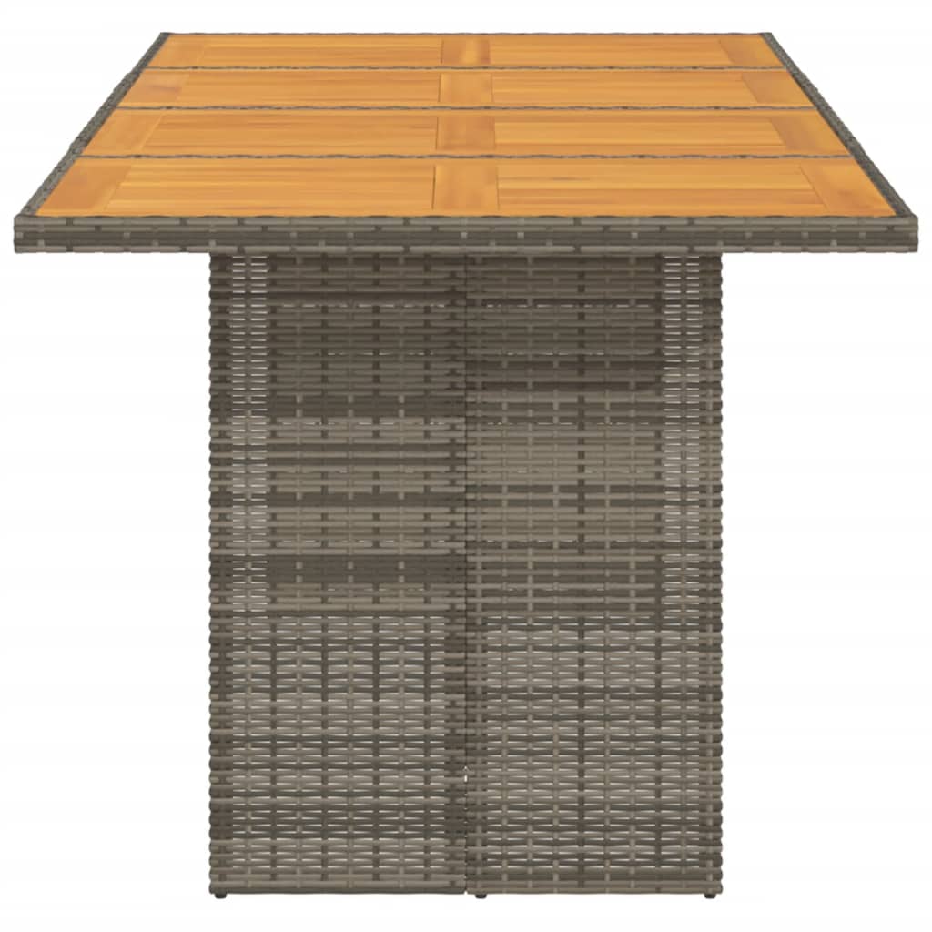 Garden Table Gray Acacia Wood Top 190x80x75 Polyrattan