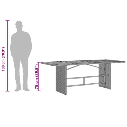 Garden Table Gray Acacia Wood Top 190x80x75 Polyrattan