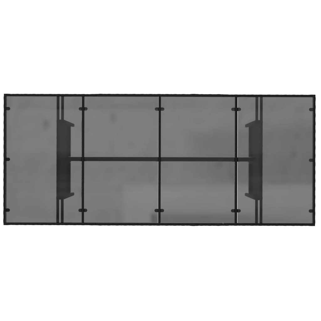 Tavolo da Giardino Piano in Vetro Nero 190x80x75 cm Polyrattan