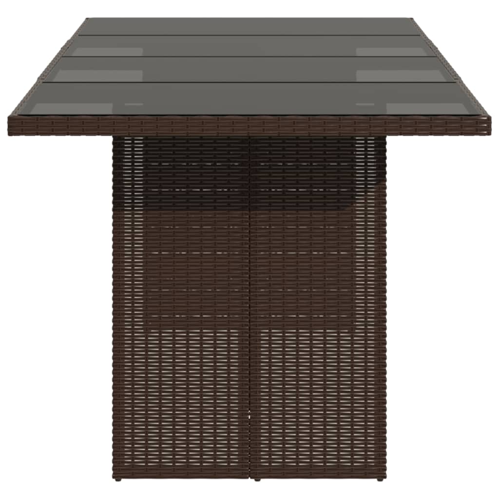 Tavolo Giardino Piano in Vetro Marrone 190x80x75cm Polyrattan | homemem39