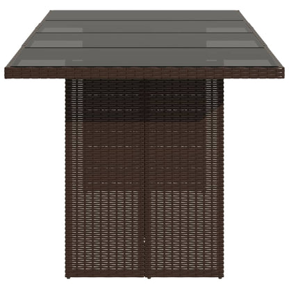 Tavolo Giardino Piano in Vetro Marrone 190x80x75cm Polyrattan | homemem39