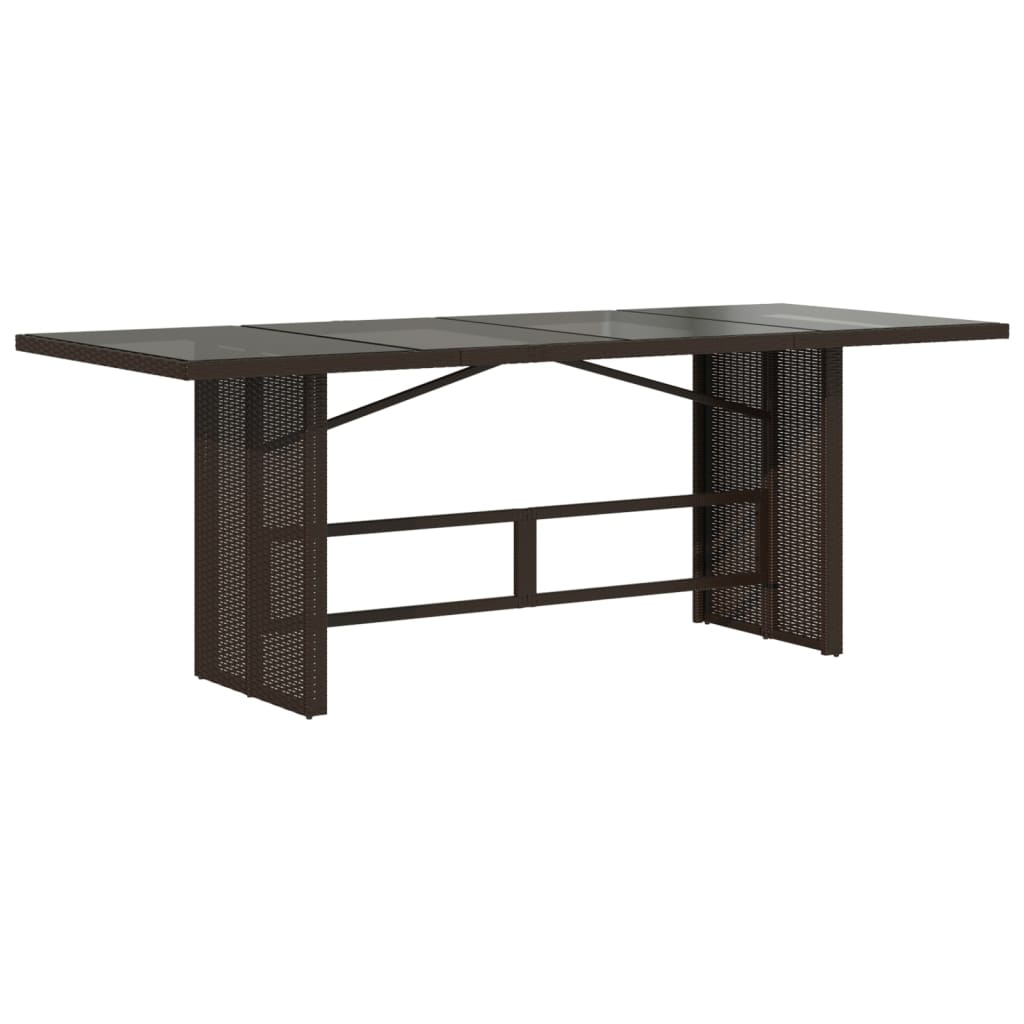 Tavolo Giardino Piano in Vetro Marrone 190x80x75cm Polyrattan | homemem39