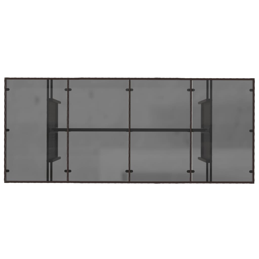 Tavolo Giardino Piano in Vetro Marrone 190x80x75cm Polyrattan | homemem39