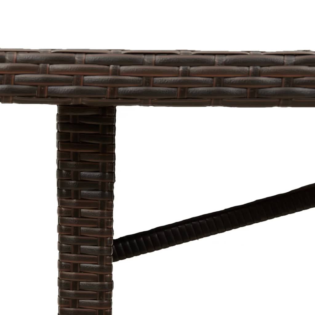 Tavolo Giardino Piano in Vetro Marrone 190x80x75cm Polyrattan | homemem39