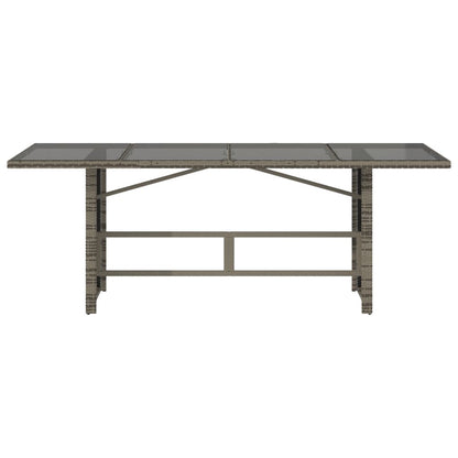 Garden Table Gray Glass Top 190x80x75cm Polyrattan