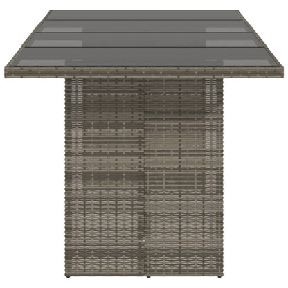 Garden Table Gray Glass Top 190x80x75cm Polyrattan