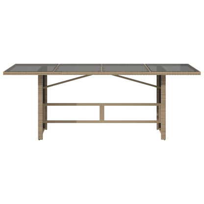 Tavolo da Giardino Piano in Vetro Beige 190x80x75 cm Polyrattan