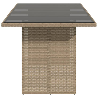 Tavolo da Giardino Piano in Vetro Beige 190x80x75 cm Polyrattan