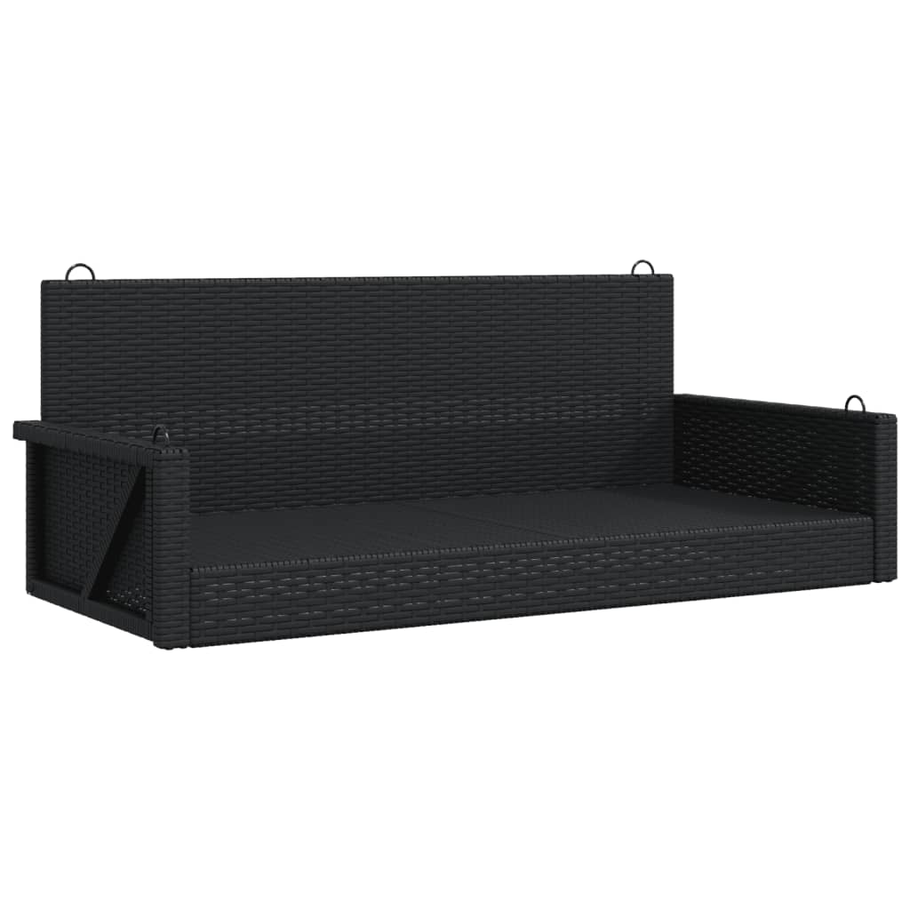 Panchina a Dondolo Nera 119x56x48 cm in Polyrattan | homemem39