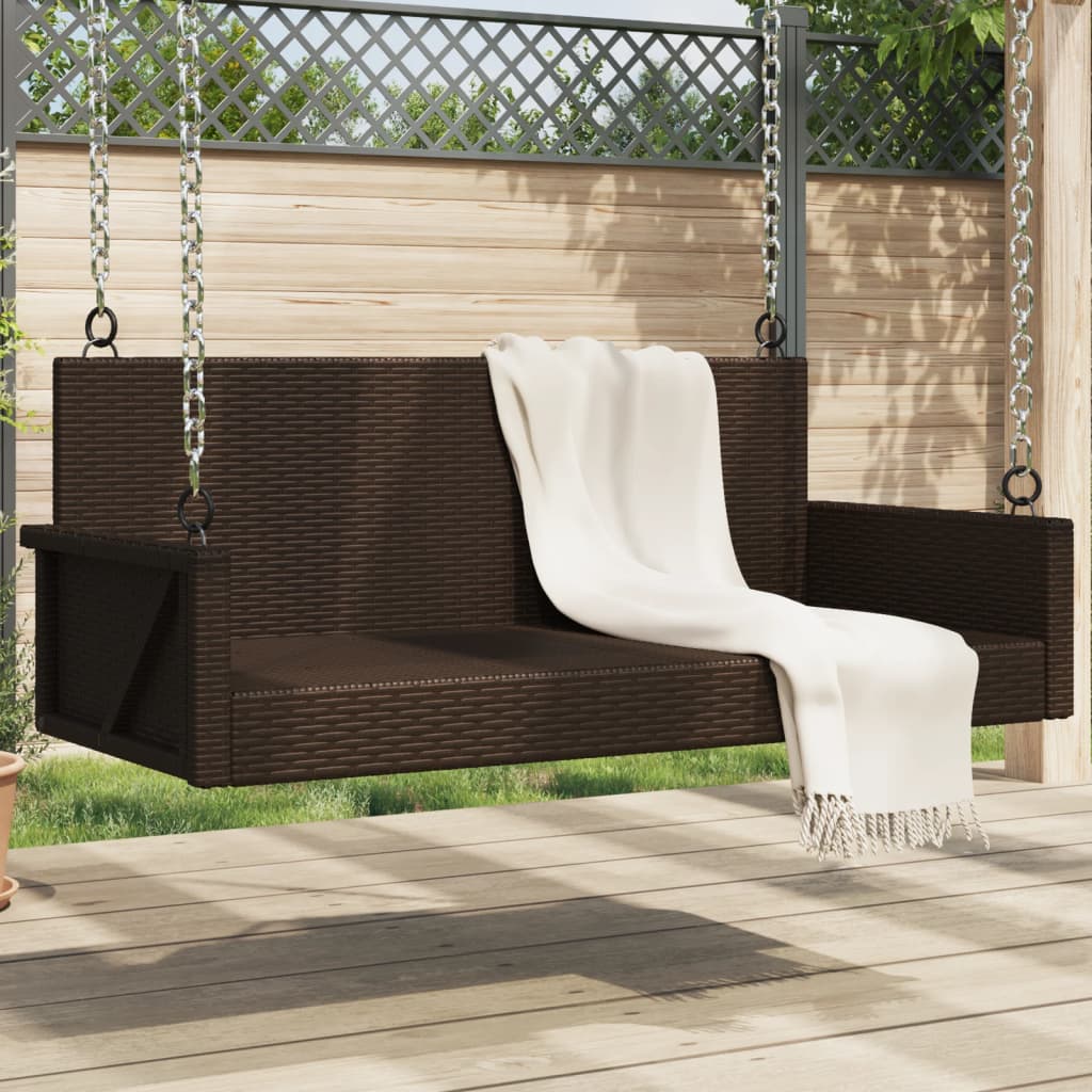 Panchina a Dondolo Marrone 119x56x48 cm in Polyrattan | homemem39