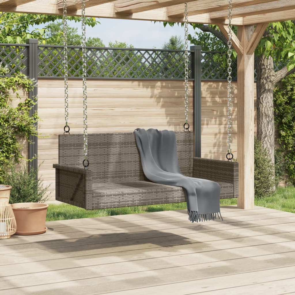 Panchina Dondolo Grigia 119x56x48 cm in Polyrattan | homemem39