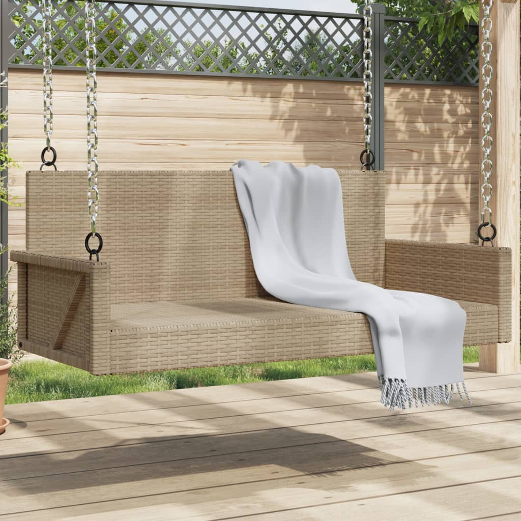 Panchina a Dondolo Beige 119x56x48 cm in Polyrattan | homemem39
