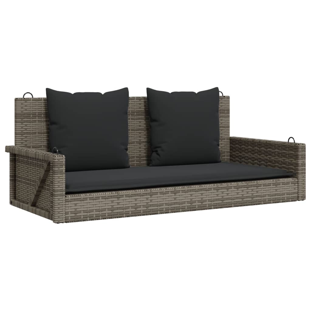 Panchina Dondolo con Cuscini Grigia 119x56x48 cm in Polyrattan | homemem39