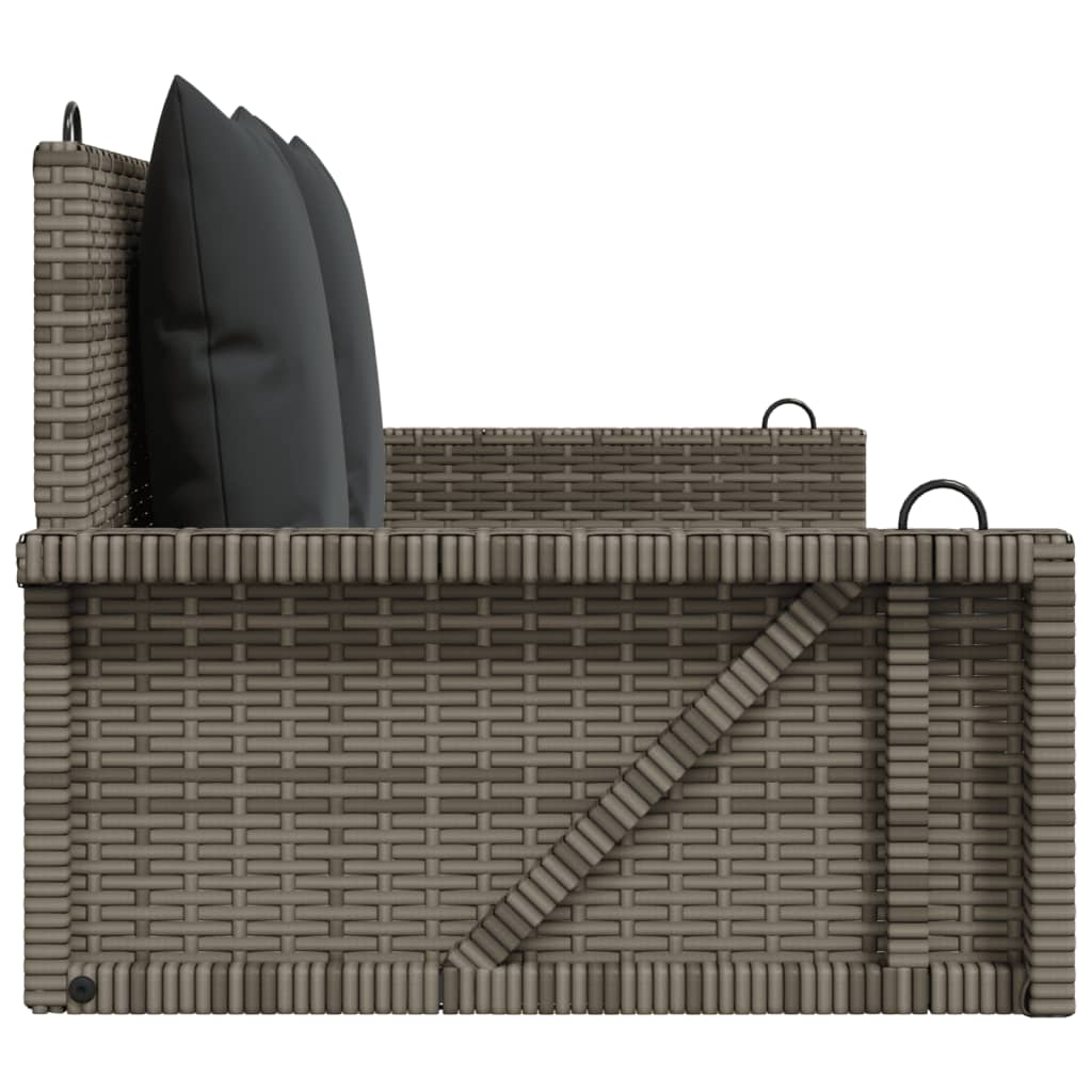 Panchina Dondolo con Cuscini Grigia 119x56x48 cm in Polyrattan | homemem39