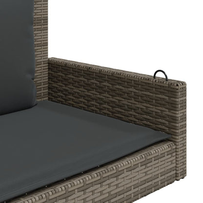 Panchina Dondolo con Cuscini Grigia 119x56x48 cm in Polyrattan | homemem39