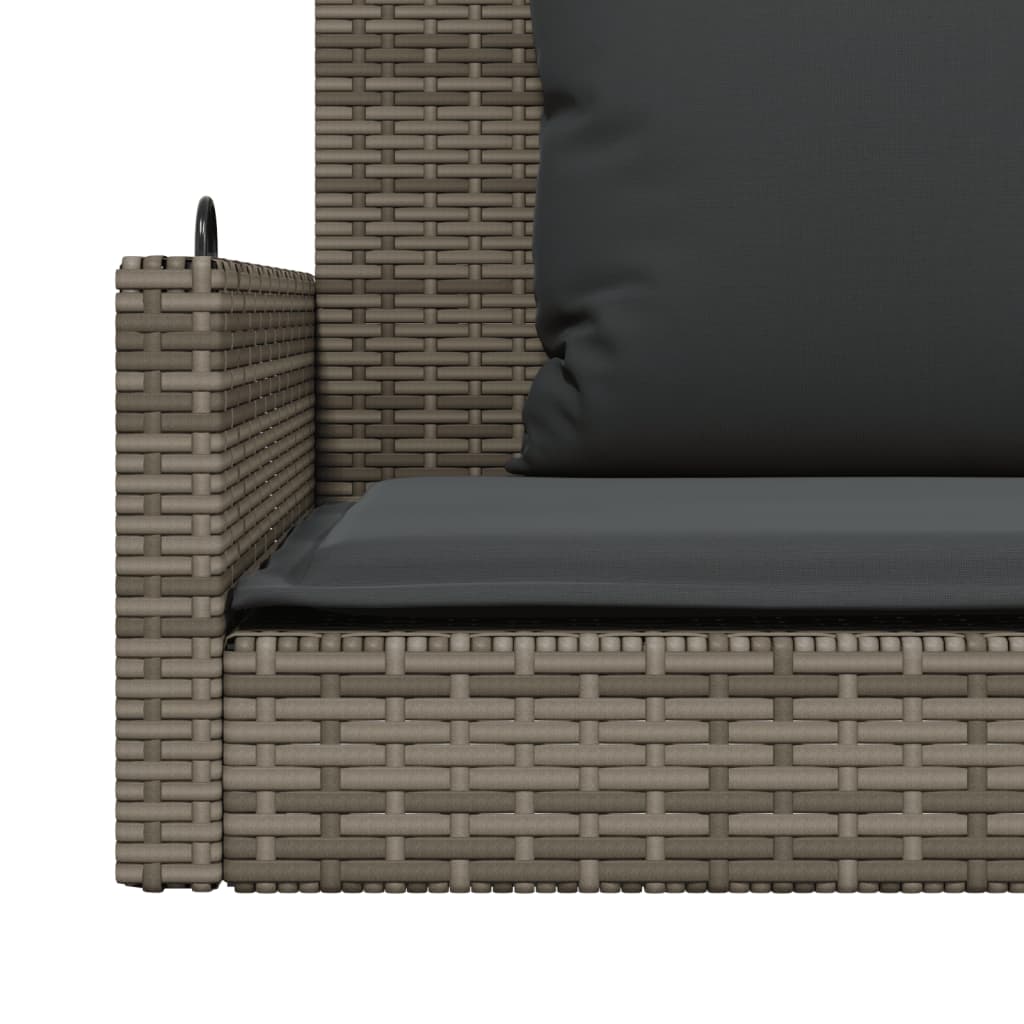 Panchina Dondolo con Cuscini Grigia 119x56x48 cm in Polyrattan | homemem39